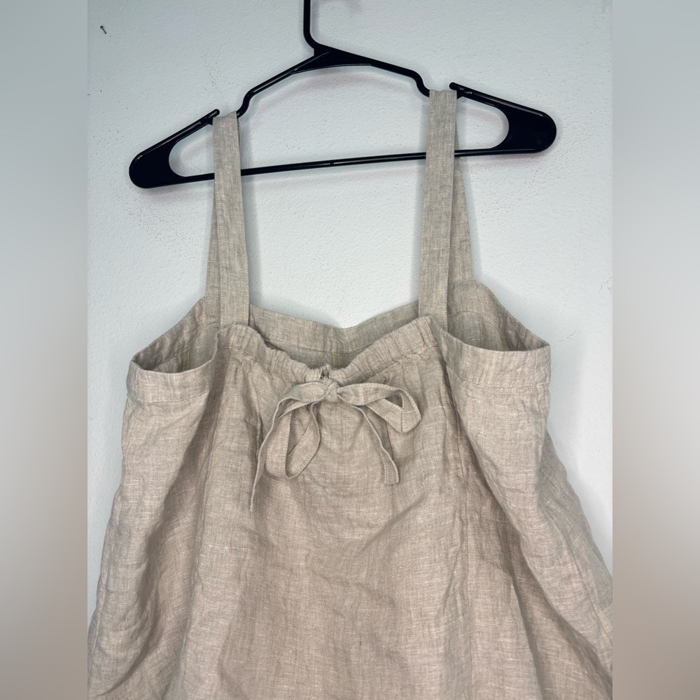 J. CREW NWT BEIGE 100% LINEN BUTTON STRAP CAMI BLOUSE SZ LARGE - Picture 9 of 9
